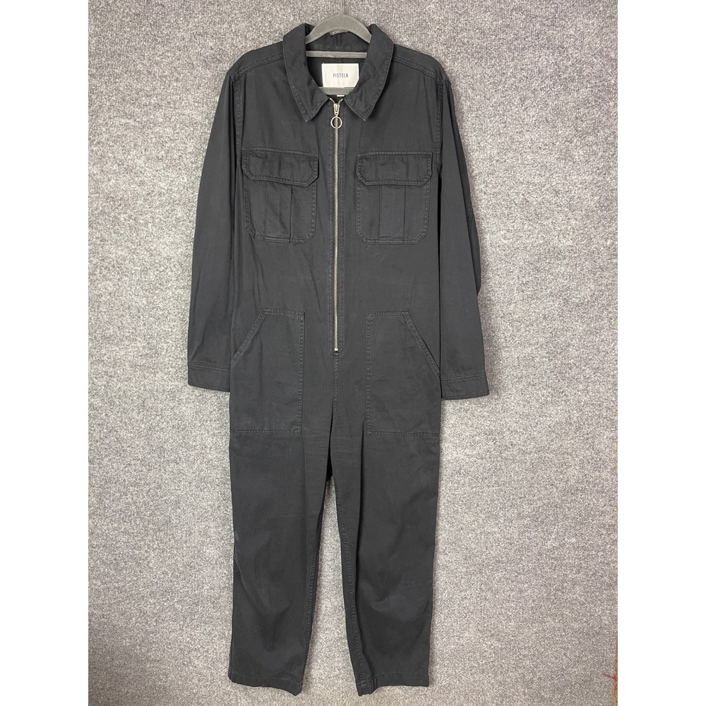 PISTOLA Black Utility Jumpsuit Long Sleeve Zipper Pocket Workwear‎ Size S